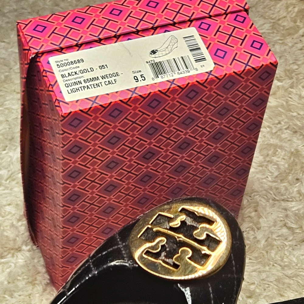 Tory Burch Quinn Wedges Patent Calf 9.5